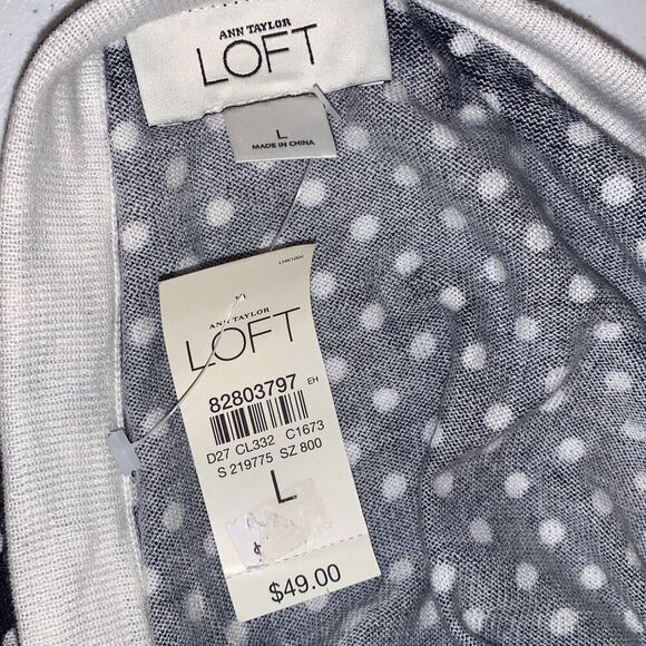 NWT Ann Taylor Loft Women's Navy Blue Polka Dot Halter Tankini Top Size Large - Picture 9 of 9